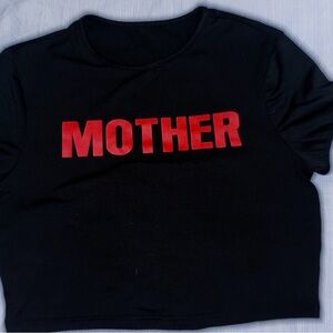 Black crop top with Red 'MOTHER f*****' Print